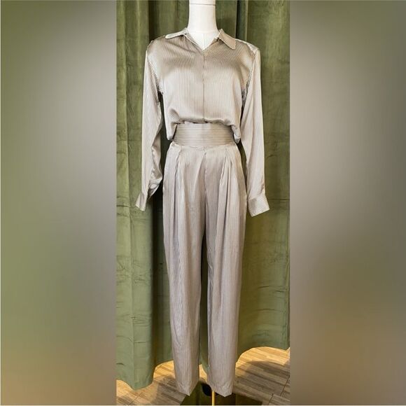 Geoffrey Beene Elegant Cream/ gray striped Women's pants set ( 2 pc) - Picture 1 of 12